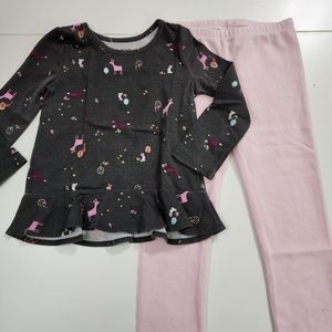 Girls Holiday Christmas Pink Corduroy Leggings & Reindeer Glitter Outfit 3t/4t